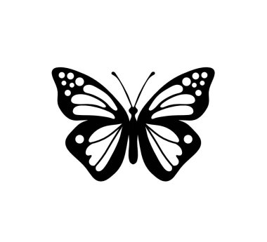 Black decoraive butterfly on white background