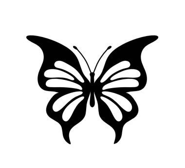 Black decoraive butterfly on white background