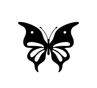 Black decoraive butterfly on white background