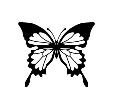 Black decoraive butterfly on white background