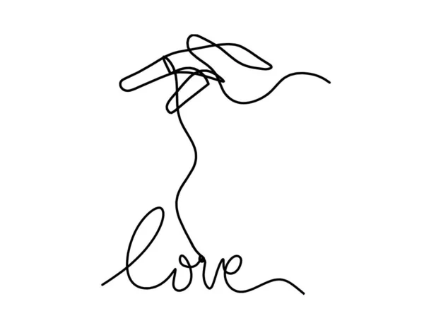 Calligraphic Inscription Word Love Hand Line Drawing White Background Vector — Vettoriale Stock