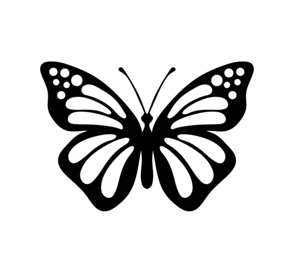 Black Decoraive Butterfly White Background — Stock Vector