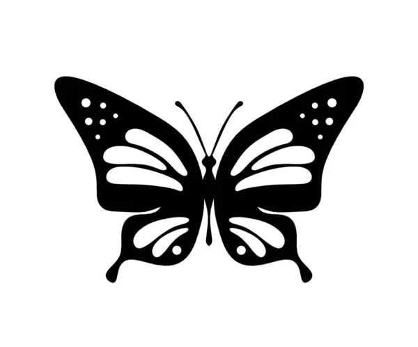 Mariposa Decorativa Negra Sobre Fondo Blanco — Archivo Imágenes Vectoriales