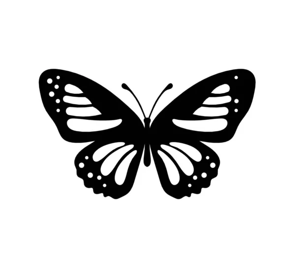 Black Decoraive Butterfly White Background — Vettoriale Stock