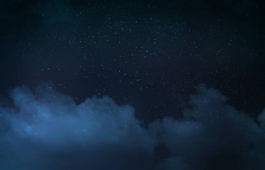 Night sky with stars and clouds as background. Universe 