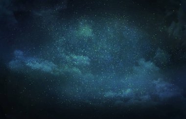 Night sky with stars and clouds as background. Universe 