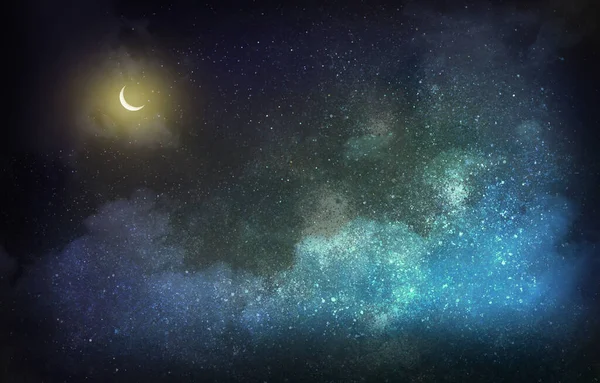 Noční Obloha Hvězdami Mraky Jako Pozadí Vesmír — Stock fotografie