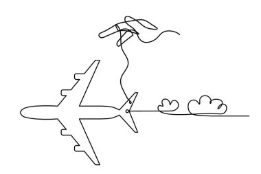 Beyaz arkaplan üzerinde çizgi olarak el çizimi olan soyut düzlem