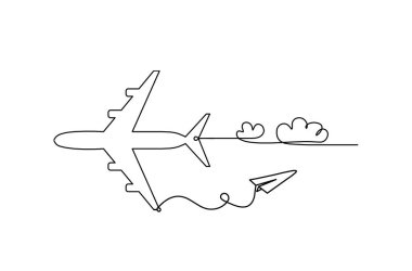 Beyaz arkaplanda çizgi olarak kağıt düzlemi olan soyut düzlem