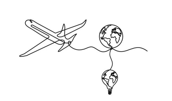 白色を背景に線画として電球を用いた抽象平面 — ストックベクタ