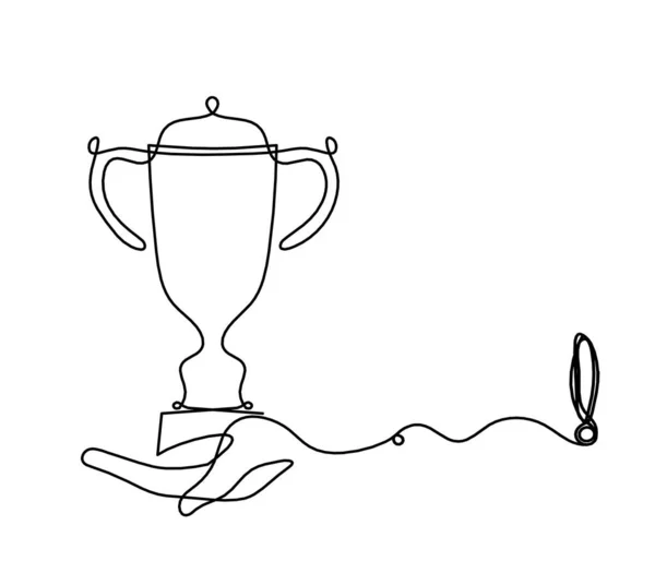 Copa Abstracta Con Signo Exclamación Como Líneas Continuas Dibujando Sobre — Vector de stock