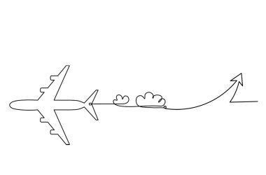 Beyaz arkaplanda çizgi çizimi olarak yönünü gösteren soyut bir düzlem