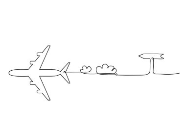 Beyaz arkaplanda çizgi çizimi olarak yönünü gösteren soyut bir düzlem