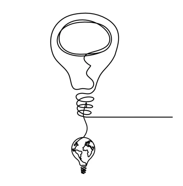 Abstraktní Žárovka Žárovkou Jako Čára Kreslení Bílém Pozadí — Stock fotografie