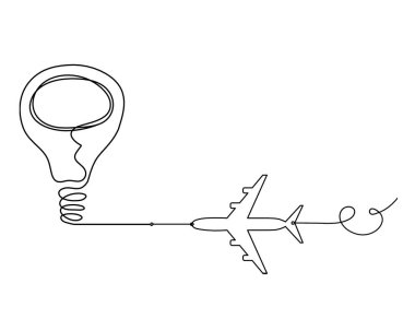 Soyut ampul ve beyaz arkaplan üzerine çizgi çizimi