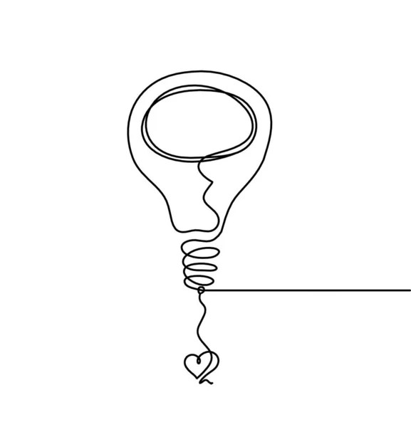Lâmpada Abstrato Com Coração Como Desenho Linha Sobre Fundo Branco —  Vetores de Stock