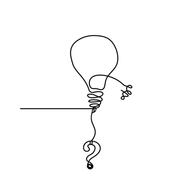 Αφηρημένη Λάμπα Φωτός Ερωτηματικό Σχέδιο Γραμμής Λευκό Φόντο — Διανυσματικό Αρχείο