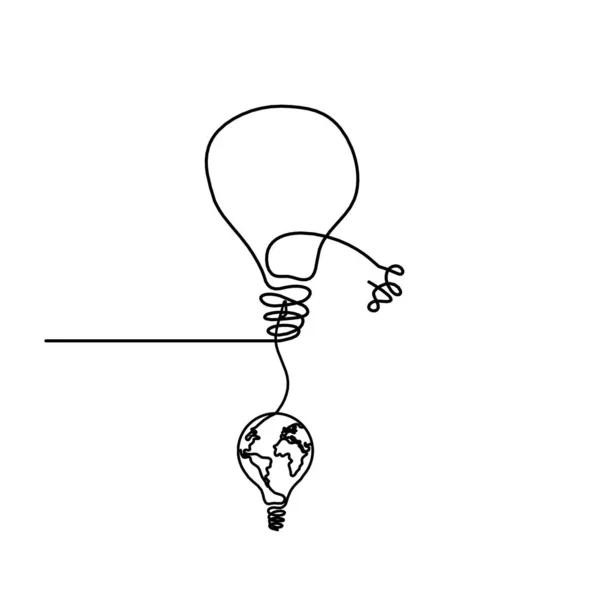 Abstraktní Žárovka Žárovkou Jako Čára Kreslení Bílém Pozadí — Stockový vektor