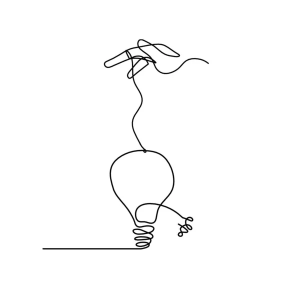 Abstrakte Glühbirne Mit Hand Als Linienzeichnung Auf Weißem Hintergrund — Stockvektor