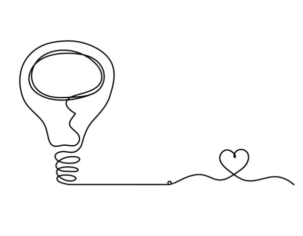 Αφηρημένη Λάμπα Φωτός Την Καρδιά Σχέδιο Γραμμή Λευκό Φόντο — Διανυσματικό Αρχείο