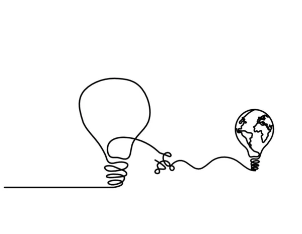 Abstraktní Žárovka Kuličkovou Žárovkou Jako Čára Kreslení Bílém Pozadí — Stockový vektor