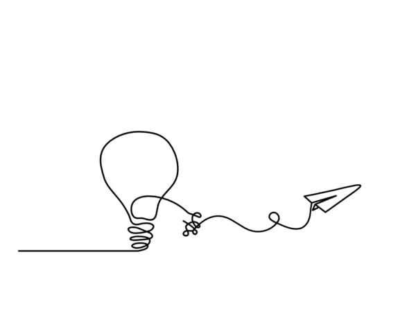 Ampoule Abstraite Avec Plan Papier Comme Dessin Trait Sur Fond — Image vectorielle