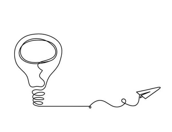 Ampoule Abstraite Avec Plan Papier Comme Dessin Trait Sur Fond — Image vectorielle