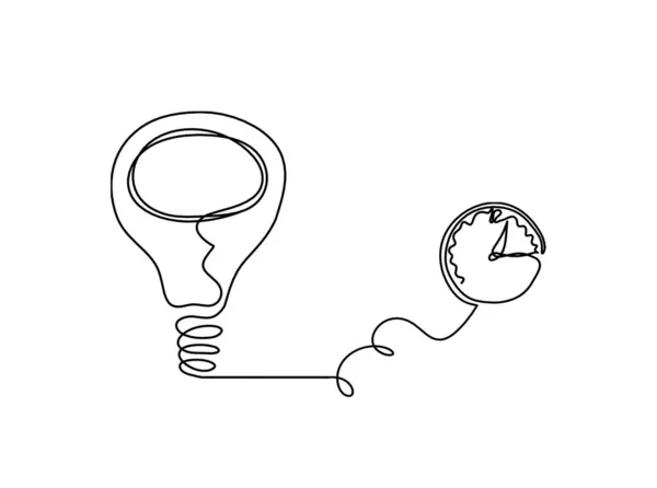 Ampoule Abstraite Avec Horloge Comme Dessin Sur Fond Blanc — Image vectorielle