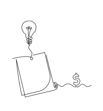 Kağıt ataç ve dolar içeren soyut kağıt arkaplan olarak beyaz üzerine çizgi çizimi