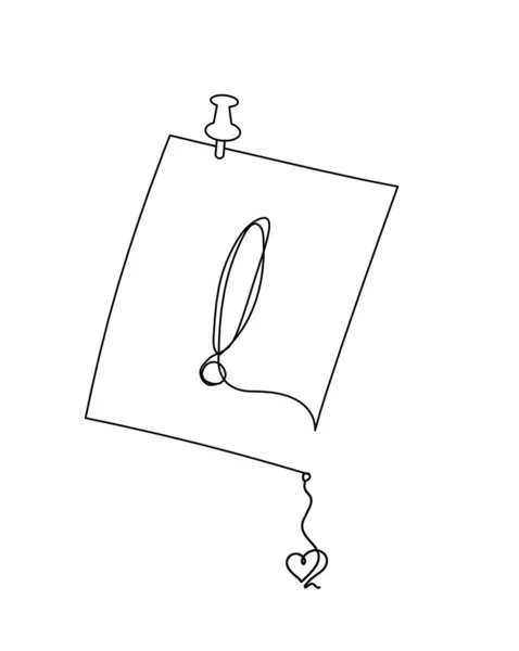 Papel Abstrato Com Clipe Papel Coração Como Linha Desenho Branco — Vetor de Stock