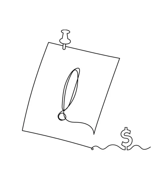 Abstraktes Papier Mit Büroklammer Und Dollar Als Linienzeichnung Auf Weißem — Stockvektor