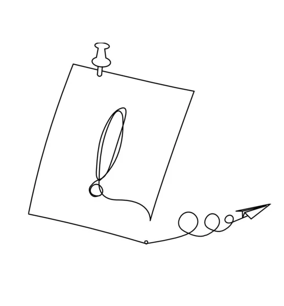 Abstraktes Papier Mit Büroklammer Und Bürofläche Als Linienzeichnung Auf Weißem — Stockvektor