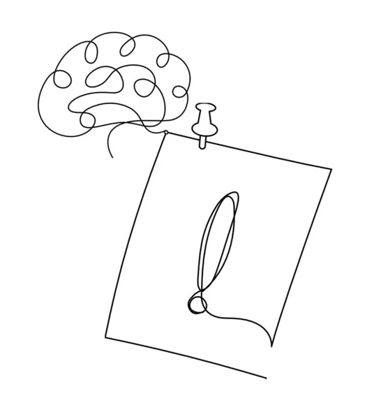 Papier Abstrakcyjny Spinaczem Papieru Mózgu Jako Linia Rysunku Białym Tle — Wektor stockowy