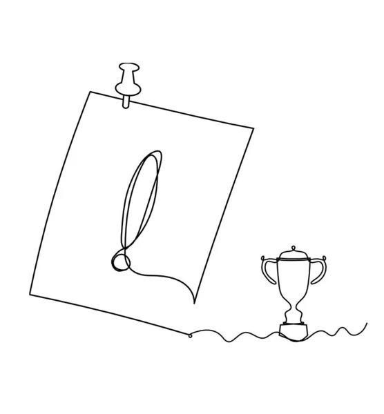 Papel Abstracto Con Clip Papel Trofeo Como Dibujo Línea Sobre — Vector de stock