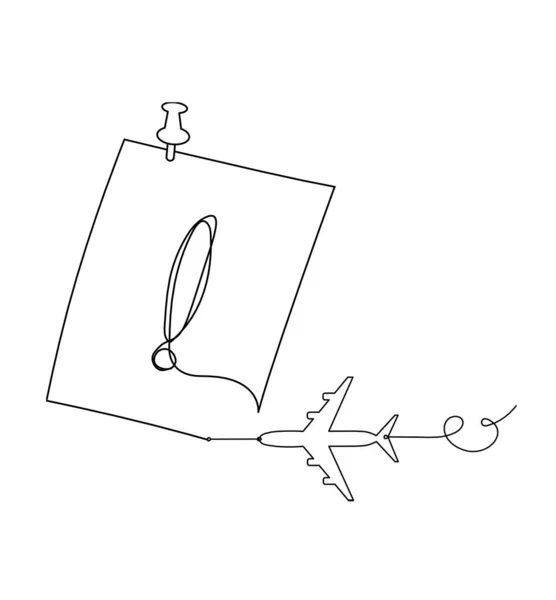 Анотація Паперу Затискачем Площиною Малюнок Лінії Білому Фоні — стоковий вектор