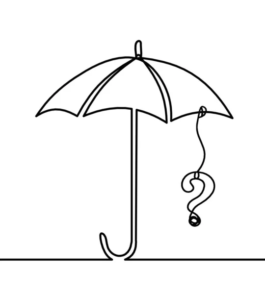 白地に線画としての疑問符付き抽象的な傘 — ストックベクタ