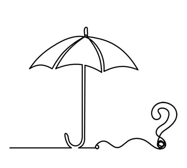 Paraguas Abstracto Con Signo Interrogación Como Dibujo Línea Sobre Fondo — Vector de stock