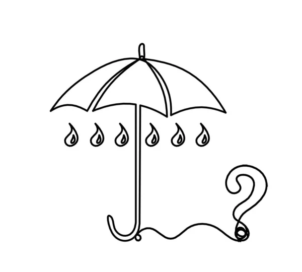 Paraguas Abstracto Con Signo Interrogación Como Dibujo Línea Sobre Fondo — Vector de stock
