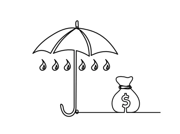 Abstrakt Paraply Med Dollar Som Linje Ritning Vit Bakgrund — Stock vektor