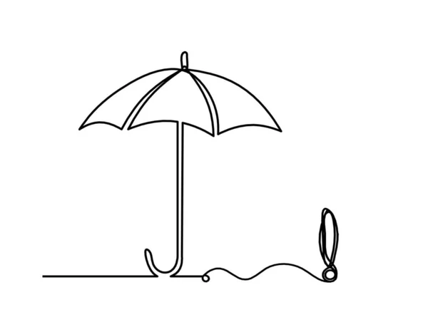 Paraguas Abstracto Con Signo Exclamación Como Dibujo Línea Sobre Fondo — Vector de stock