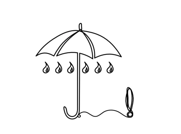 Beyaz Arkaplanda Çizgi Çizimi Olarak Ünlem Işaretli Soyut Şemsiye — Stok Vektör