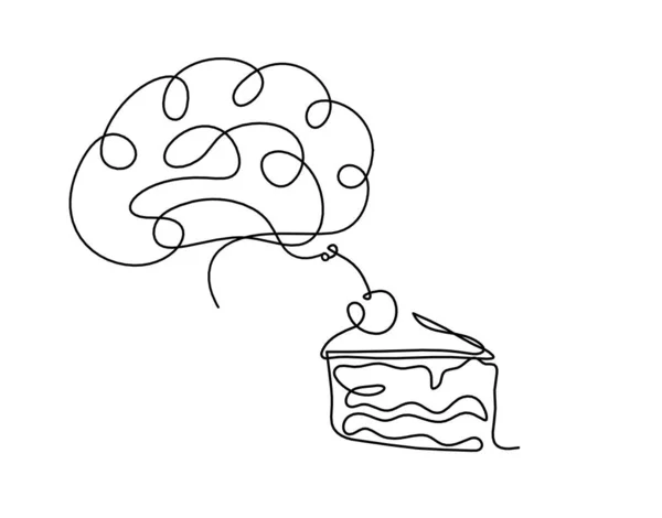 Abstrakte Ruhe Von Kuchen Und Gehirn Als Durchgehende Linien Auf — Stockvektor
