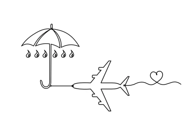 白地に線画として平面の抽象的な傘 — ストックベクタ