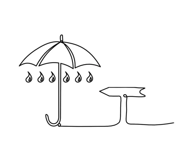 Paraguas Abstracto Con Dirección Como Dibujo Línea Sobre Fondo Blanco — Vector de stock