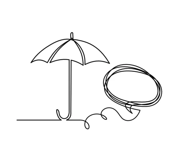 Paraguas Abstracto Con Comentario Como Dibujo Línea Sobre Fondo Blanco — Vector de stock