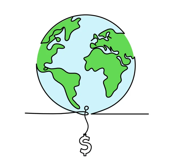 Color Abstracto Planeta Tierra Con Dólar Como Dibujo Línea Sobre —  Fotos de Stock