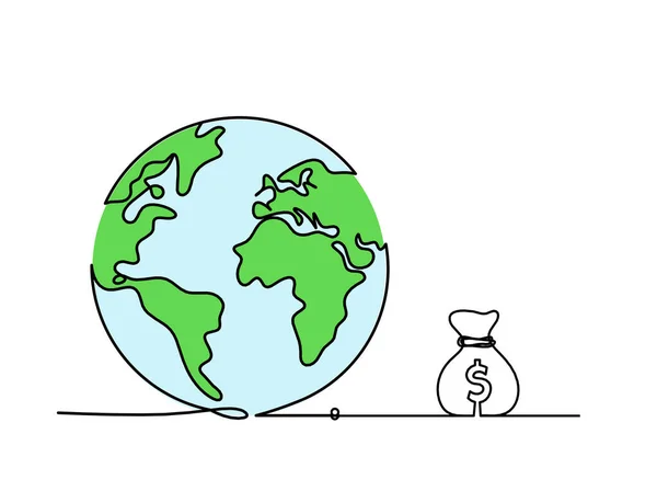Abstrakt Färg Planet Jorden Med Dollar Som Linje Ritning Vit — Stockfoto