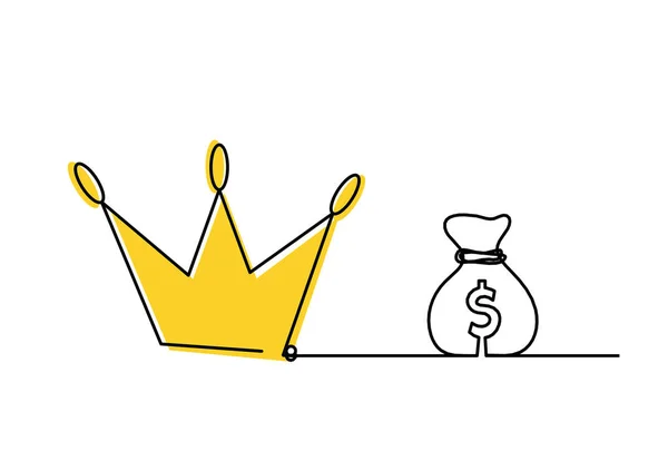 Coroa Cor Abstrata Com Dólar Como Desenho Linha Fundo Branco — Fotografia de Stock