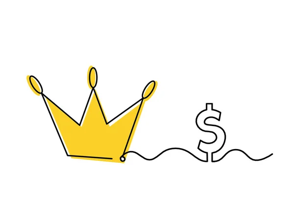 Coroa Cor Abstrata Com Dólar Como Desenho Linha Fundo Branco — Fotografia de Stock