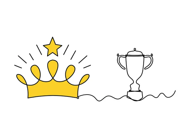Abstract Color Crown Trophy Line Drawing White Background — Stock Photo, Image